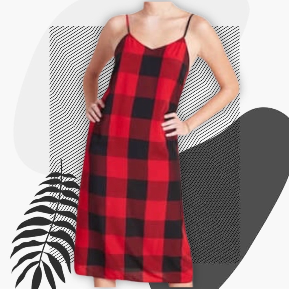 Old Navy Womens Red Buffalo Check Cami Dress Sz.SP